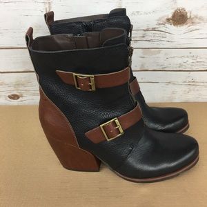 Kork-Ease Brown Black Side Zip Boots